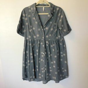 Rylee + Cru Sand Dollar Print Short Sleeve Shirt Dress - L